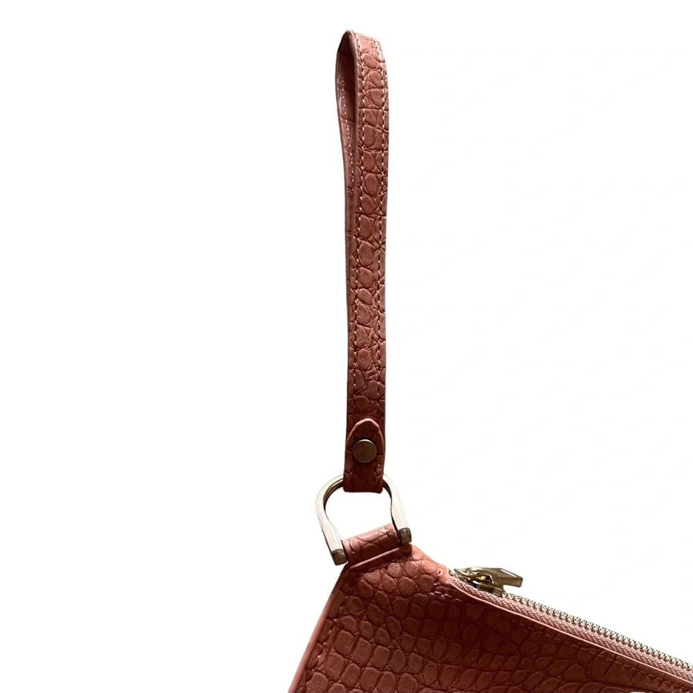 A‎ New Day Women's Coral Pink Alligator Printed Large Wristlet Zip Pouch